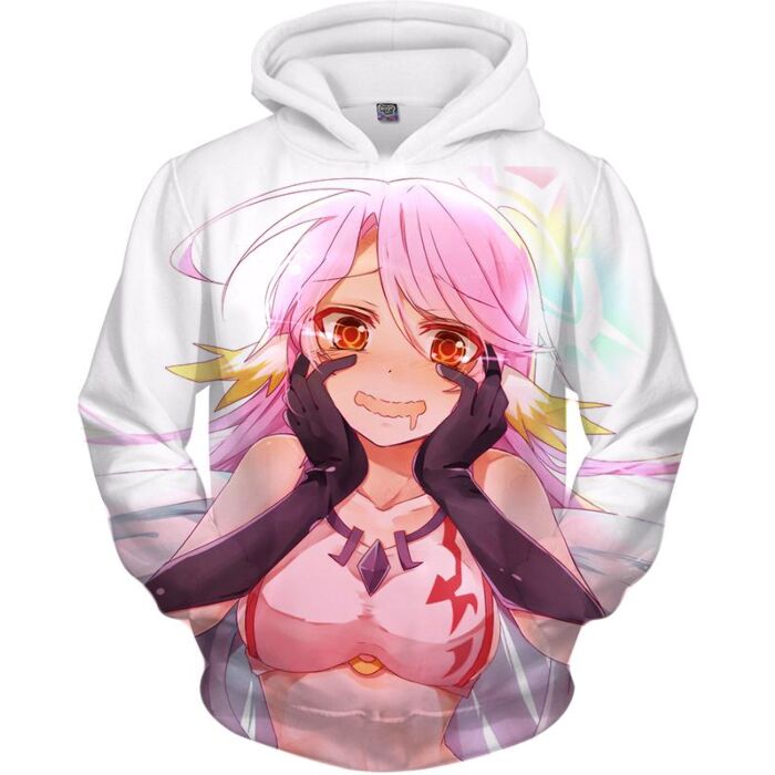 ANIME AHEGAO HENTAI NO GAME NO LIFE  Jibril 3D PRINT PULLOVER HOODIE JUMPER CLOTHES