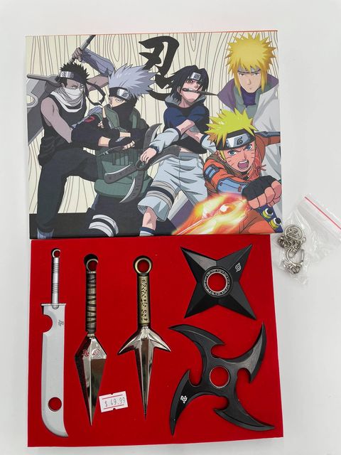 Anime Naruto Uzumaki Kunai Shuriken Wearing Pendant Cosplay 5 pcs/set 2 Charm set accessories
