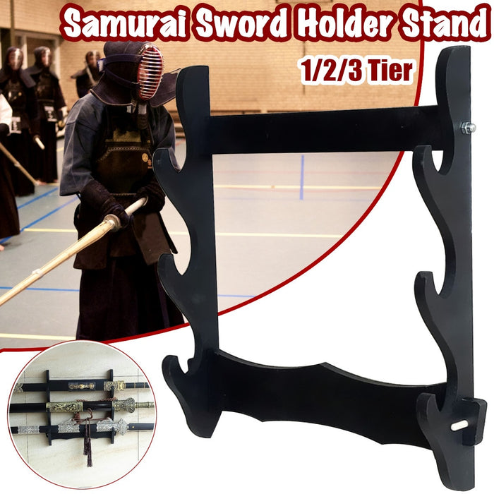 1/2/3/4 Tier Samurai Sword Holder Stand Wall Mount Display for Metal Sword/Wooden/ Foam sword