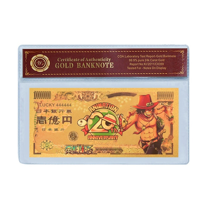 ONE PIECE Gold Foil Banknote 20th Aniversary accessories