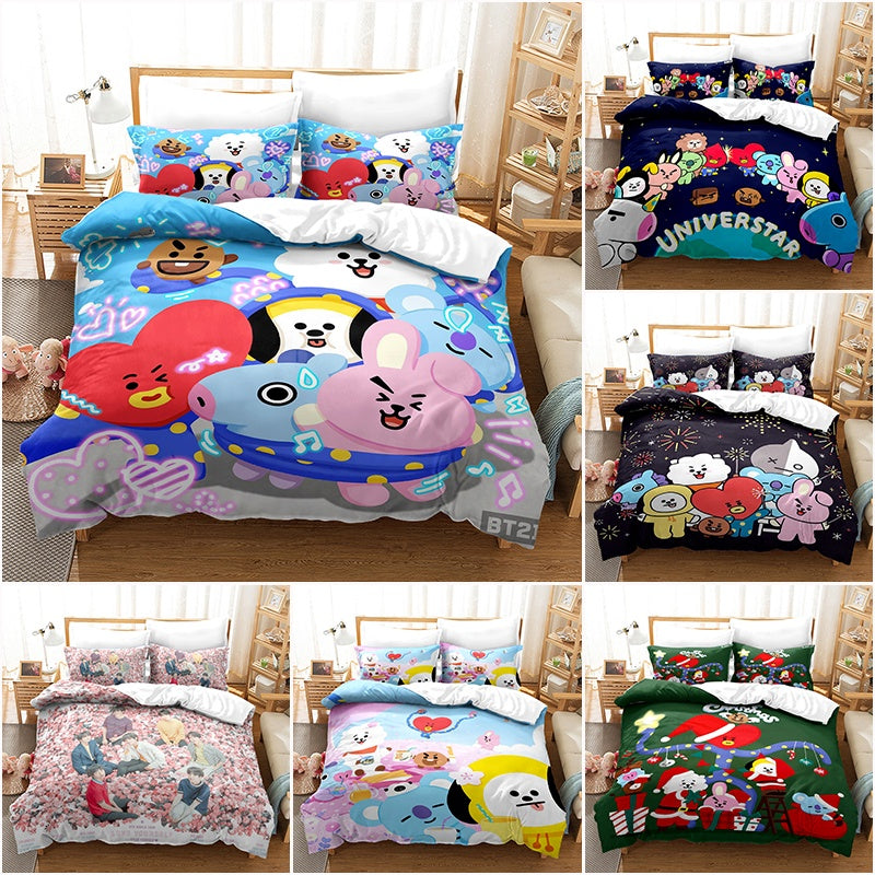 Pillow Bt21 Bedding Bts Blanket Bt21 Cartoon BT21 Bedding Set