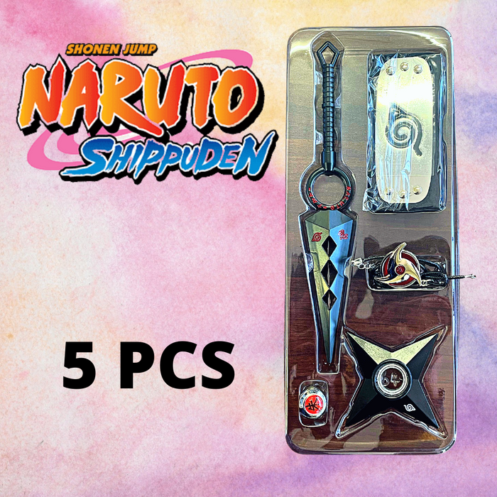 Naruto 5pc Konoha Ninja Shinobi Anime Kunai Shuriken Cosplay Set Accessories