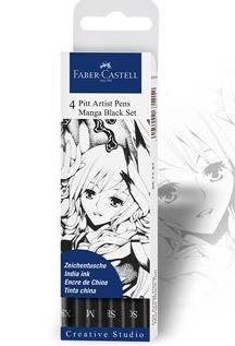 Faber-Castell - 4 Pitt Artist Pens "Manga" - XS 199, M 199, SB 199, SC 199