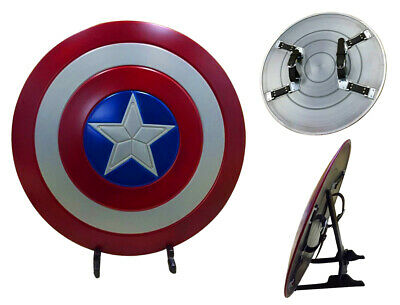 Weapon -1:1 Captain America Aluminum Shield w/ Black Wood Display Stand Cosplay
