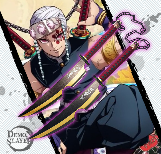 Metal Katana / Sword Tengen Uzui Demon Slayer: Kimetsu No Yaiba Metal Twin Sword (1-044 / 2-348)