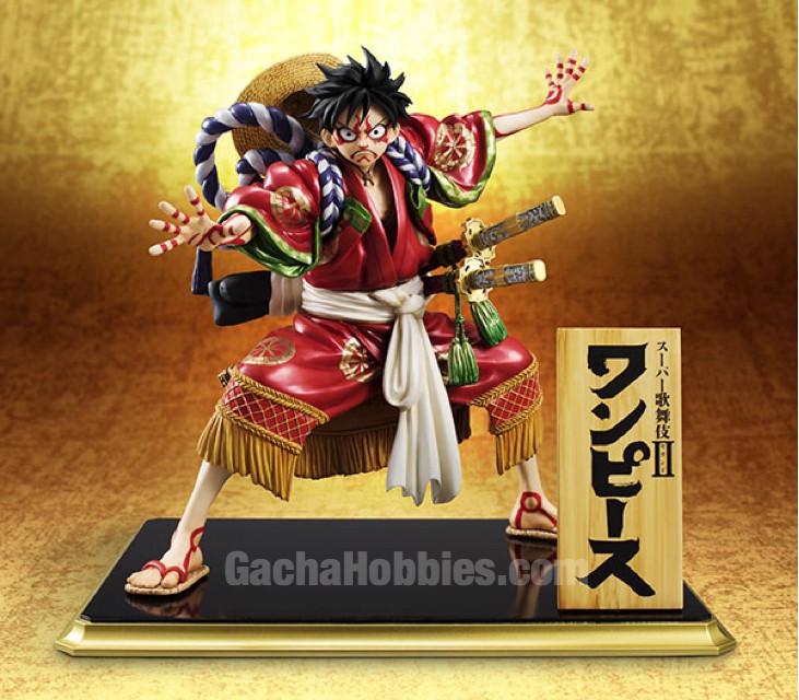 In stock Mega House Portrait Of Pirates One Piece Kabuki Edition Monky D. Luffy Limited Figure POP